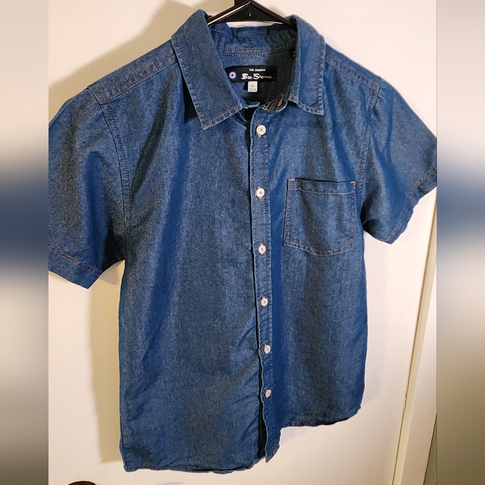 The Original Ben Sherman Boys Blue Denim Short Sleeve Shirt